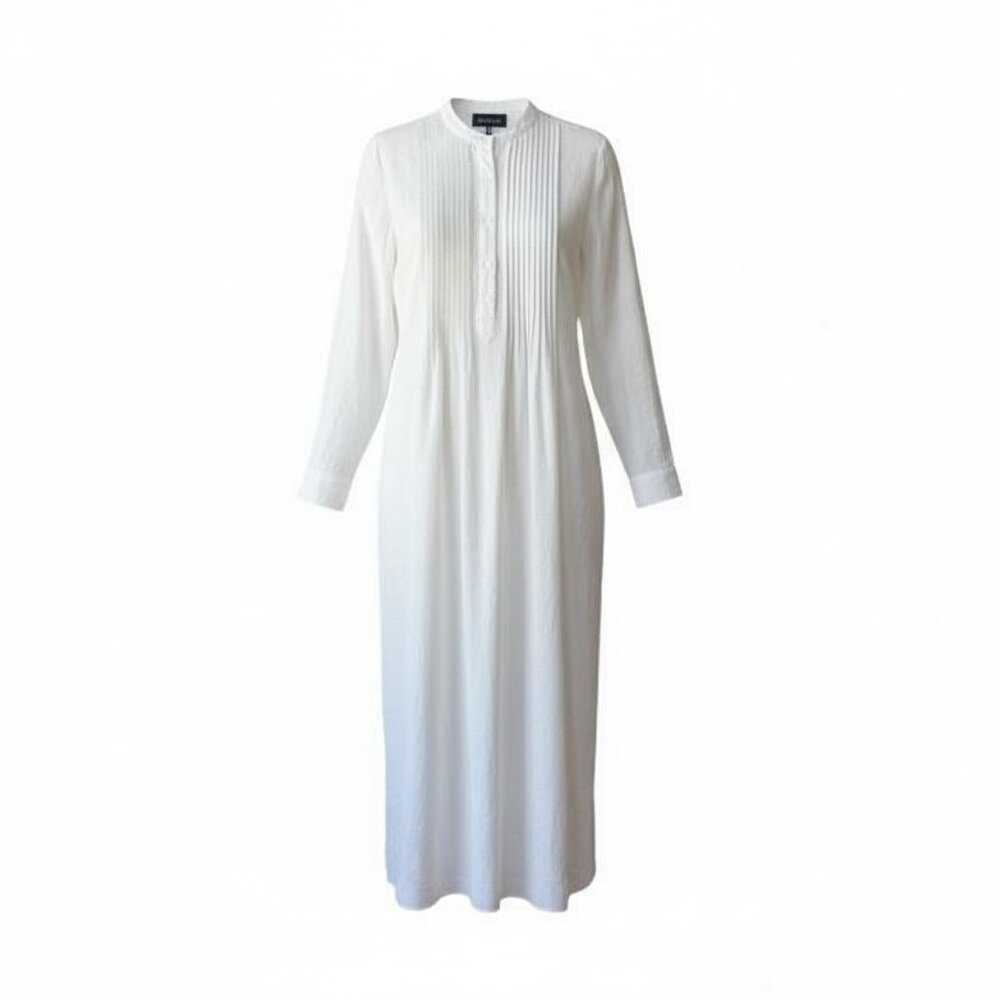 NWT Piombo Linen Blend Off White Button-Up Dress Size M